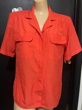 Vintage Women’s SHERIDAN SQUARE Short Sleeve Button-Down Blouse (10 See pics!)